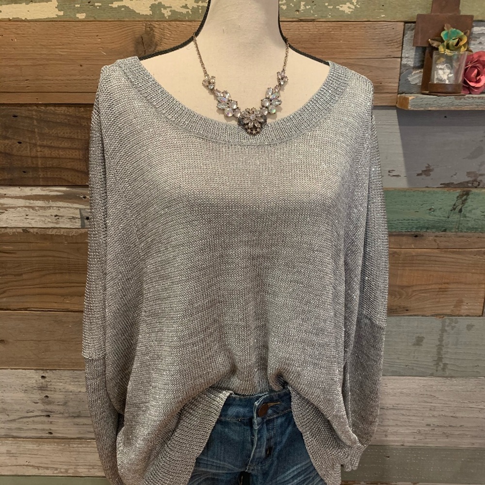 Silver metallic sweater by:  Cynthia Steffe - Picture 4 of 8